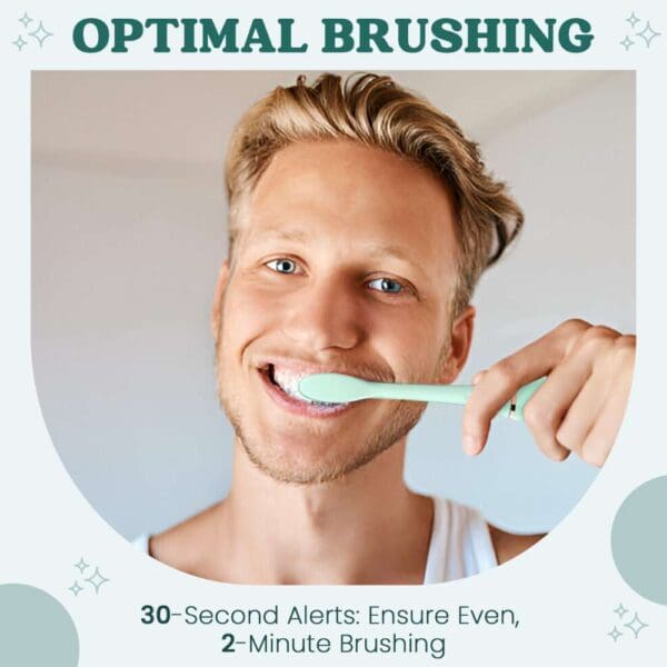 A man brushing his teeth with an electric toothbrush.