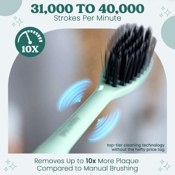 A toothbrush with an image of the number 3 1, 0 0 0 to 4 0, 0 0 0.