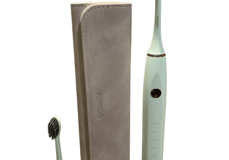 A set of three electric toothbrushes with one case.